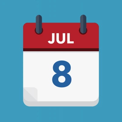 Calendar icon showing 8th July