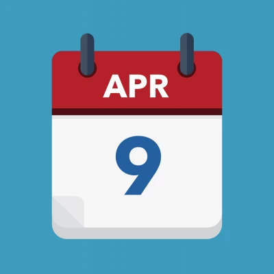 Calendar icon showing 9th April