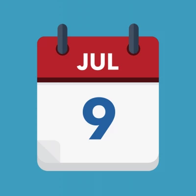 Calendar icon showing 9th July