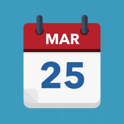 Calendar icon showing 25th March