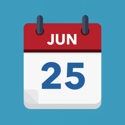 Calendar icon showing 25th June