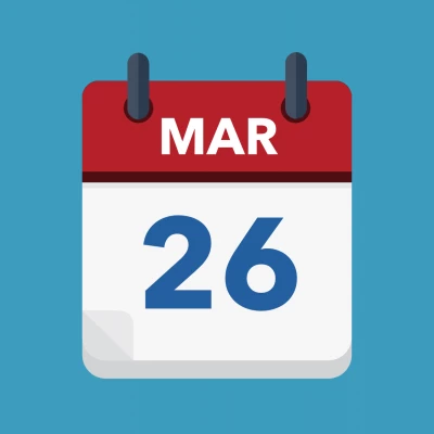 Calendar icon showing 26th March